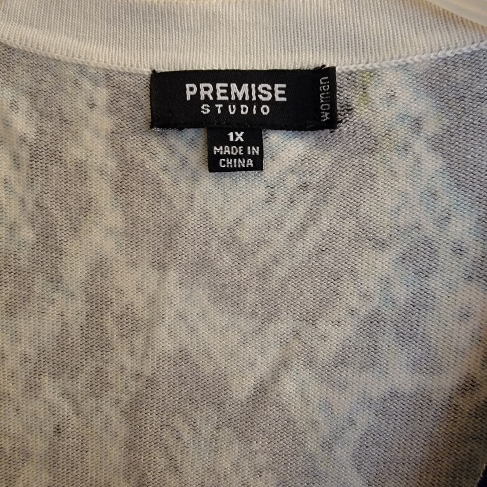 Womens sz 1X Premise teal black cardigan sweater - Picture 3 of 6